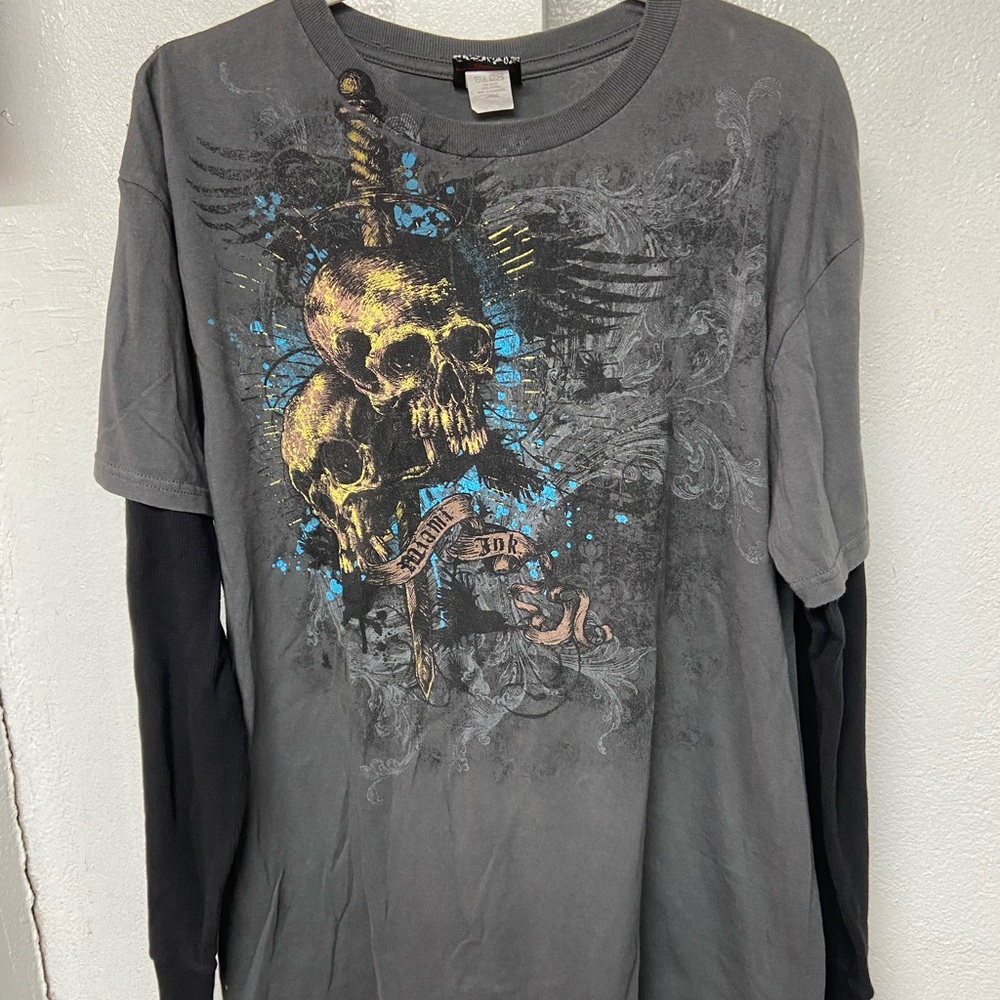 Miami Ink Skull y2k Long Sleeve Size Large